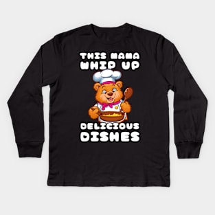 Mama Bear Cooking Kids Long Sleeve T-Shirt